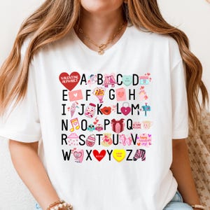 Valentine Teacher T-shirt | Valentine Alphabet T-shirt | Teacher Holiday Shirt | Sublimation Pre-K Teacher T-shirt | Kindergarten T-shirt