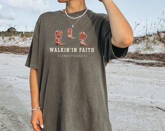 Maglietta cristiana Comfort Colors Western: maglietta Walk by Faith