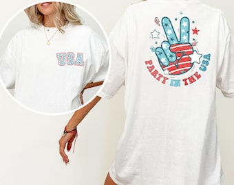 Retro 4th of July Comfort Colors Shirt: Groovy USA Design