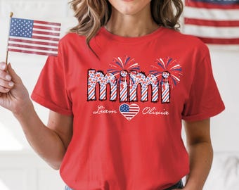 Camiseta personalizada para abuela del 4 de julio: Camiseta patriótica con la bandera de EE. UU.