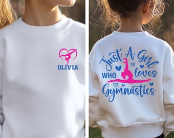 Personalized Gymnastics Sweatshirt – Custom Name, Youth Gymnast Gift
