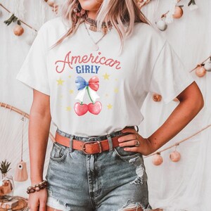 American Girly Tee: 4th of July Cherry Bow T-Shirt