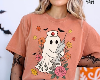 Nurse Ghost Halloween T-Shirt: Spooky Medical Tee