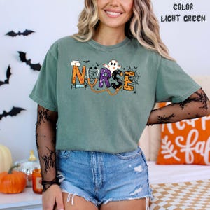 Halloween Nurse Shirt, Comfort Colors® Nurse Ghost Tee, Spooky Nurse Halloween T-Shirt, Cute Nurse Fall Shirt, RN Halloween Gift