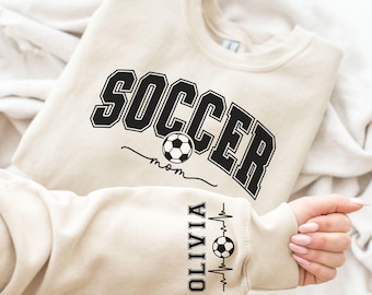 Sudadera personalizada para mamá futbolista: manga con nombre para niños, temporada de otoño