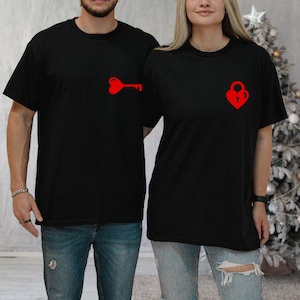 Camisetas de pareja con candado y llave de corazón: regalo de San Valentín