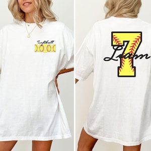 Personalized Softball Mom Shirt: Comfort Colors Custom Name & Number Tee