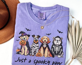 Spooky Paw Halloween Dog Shirt: Comfort Colors Tee