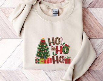 Ho Ho Ho Christmas Sweatshirt, Cute Santa Holiday Pullover