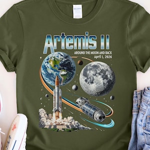 Artemis II Mission Shirt, Rocket Launch Graphic Tee, Space Exploration Apparel image 1