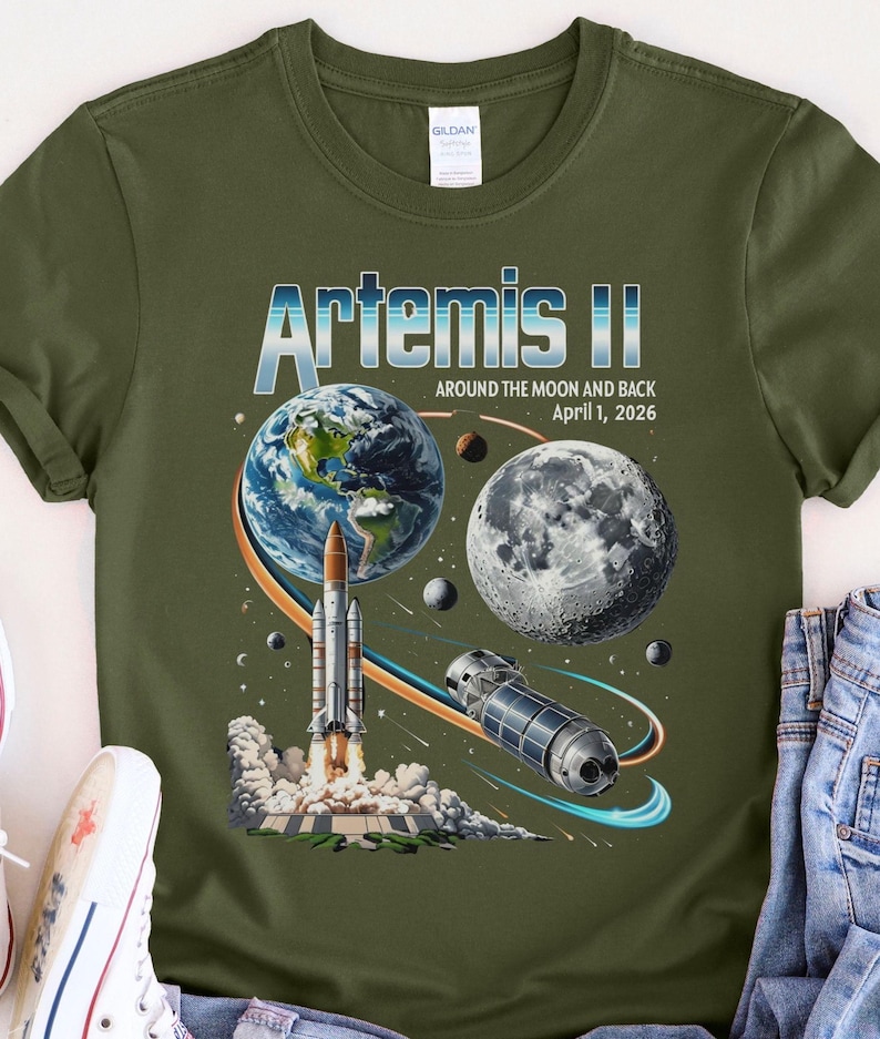 Artemis II Mission Shirt, Rocket Launch Graphic Tee, Space Exploration Apparel image 1