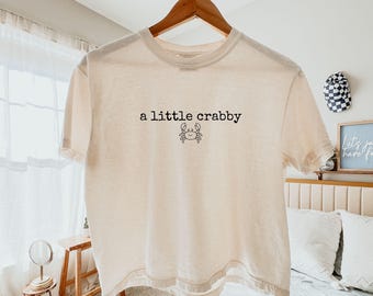 Crabby Shirt, Comfort Colors Boxy Tee, A Little Crabby Shirt, Cute Crab Graphic Tee, Beach Vacation Shirt, Coastal Summer Tee