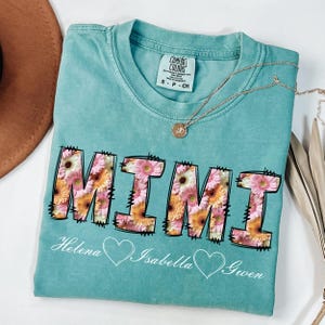 Maglietta Mimi personalizzata con i nomi dei nipoti - Maglietta Mimi floreale personalizzata e regalo per la festa della mamma