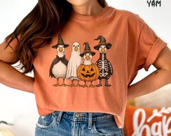 Boo Ghost Goose Halloween Shirt: Funny Spooky Season Tee