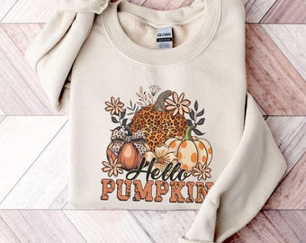 Hello Pumpkin Sweatshirt, Fall Graphic Pullover