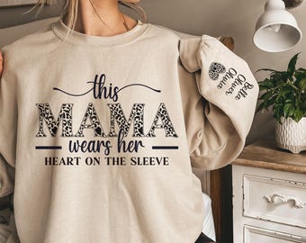 Mama Sweatshirt, Personalized Mama, Custom Mom Sweater, Mother Day Gift, Mom Gift Sweatshirt, Leopard Mama Crewneck
