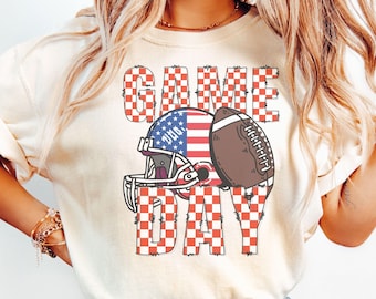 Checkered Game Day Shirt: Comfort Colors Football Mom Tee