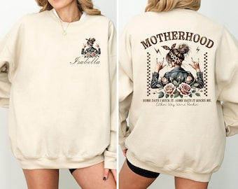 Personalisiertes Mutterschafts-Sweatshirt, Benutzerdefiniertes Mutter-Sweatshirt mit Namen, Mama Rundhalsausschnitt, Mutterschafts-Shirt, Geschenk für Mutter, Leoparden-Mama-Sweatshirt