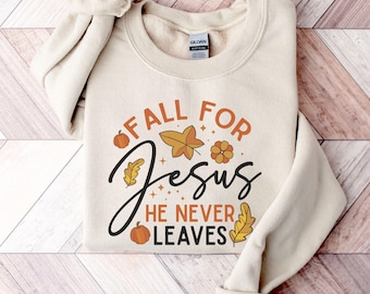 Christliches Herbst-Sweatshirt: "Fall For Jesus" Sand Pullover Hoodie