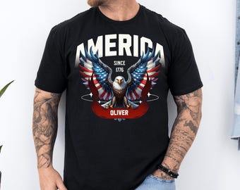 Personalisiertes America Eagle Shirt: Kundenspezifisches 4. von Juli T-Shirt