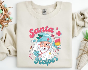 Sweat-shirt infirmière Père Noël | Cadeau de Noël pour les soignants