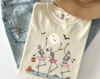 Comfort Colors Dancing Skeleton Shirt: Halloween Graphic Tee