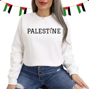 Moletom com a bandeira da Palestina: Gaza, gola redonda unissex, Stand With Palestine