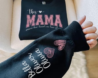 Personalized Mama Sweatshirt | Mama Gift | Custom Mom Sweatshirt | Mother’s Day Gift | Mama Heart Sleeve Sweatshirt