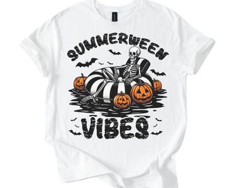 Camiseta de esqueleto playero de Summerween: ambiente espeluznante de Halloween