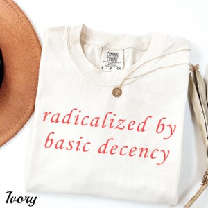 Radicalized By Basic Decency Comfort Colors Shirt: Feminist Political Tee