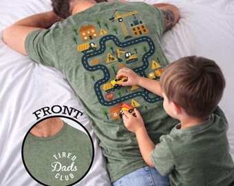 Tired Dads Club Shirt, Funny Dad Shirt, Construction Car Track Tee, Father’s Day Gift for Dad, Dad Life Shirt, Big Print Graphic Tee