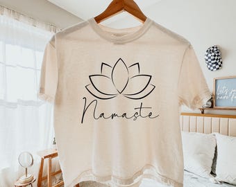 Namaste Lotus Shirt, Comfort Colors Boxy Tee, Yoga Shirt, Minimalist Lotus Tee, Meditation Shirt, Spiritual Gift, Zen Graphic Tee
