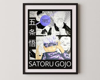 Satoru Gojo Jujutsu Kaisen Poster – Anime Drawn Art Print, JJK Manga Room Decor, Otaku Gift for Anime Fans, Japanese Aesthetic Wall Decor