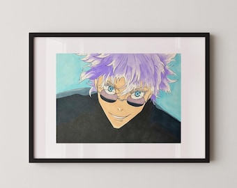 Gojo Satoru Art Print | Hand Drawn Anime Wall Decor