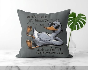 Quirky Duck-Themed Pillow, Funny Home Decor, Gift for Duck Lovers, Couch Cushion, Outdoor Lounge Pillow, Relaxation Accessory