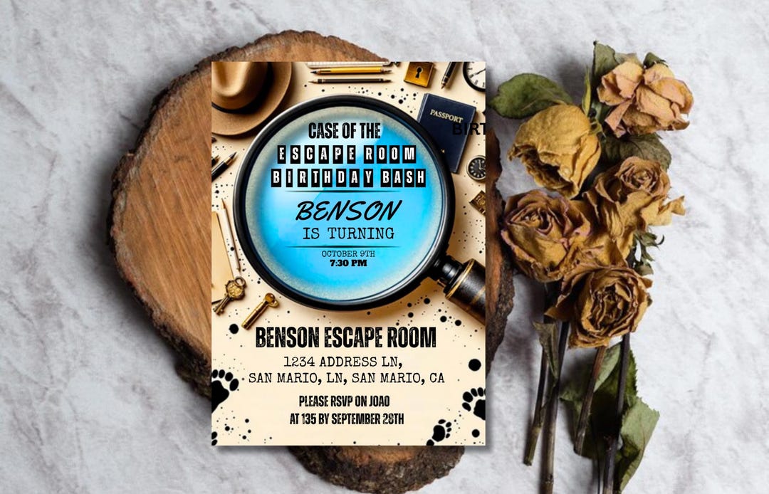 Escape Room Birthday Invitation Template | Editable Mystery Party ...