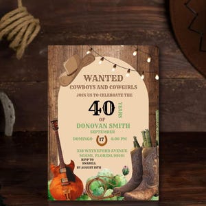 Editable Cowboy Birthday Invitation: Wild West Rodeo Party (Instant Download, 5x7&quot; Template)