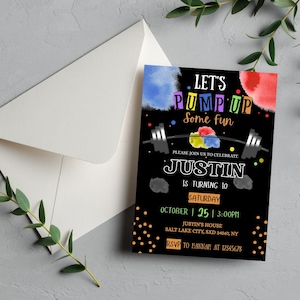 Fitness Gym Birthday Invitation: Editable Workout Party Invite (Digital Printable Template)