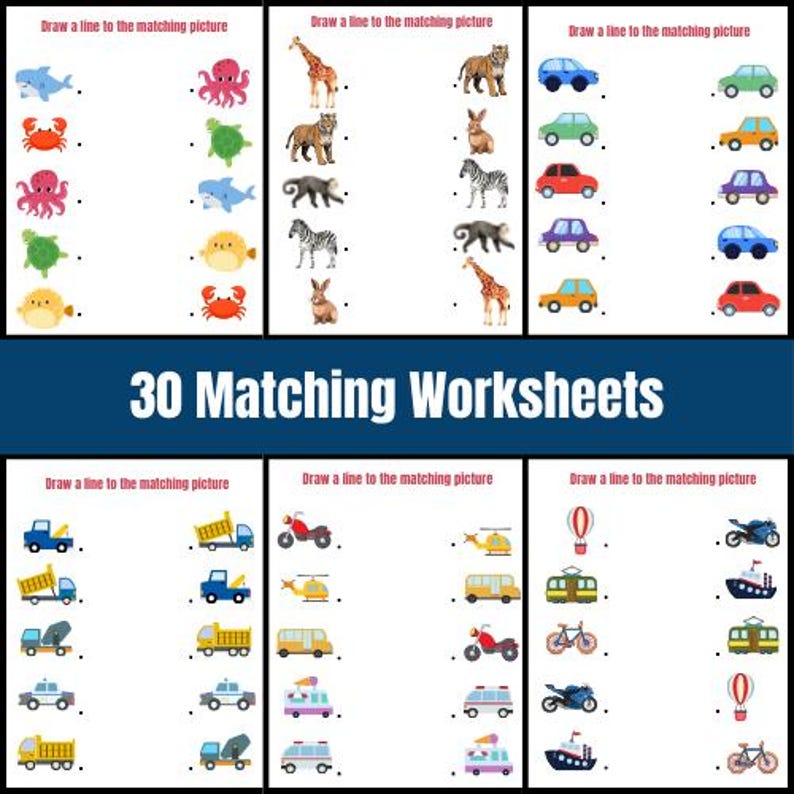 Printable Matching Worksheets, Match the Picture, Kindergarten ...