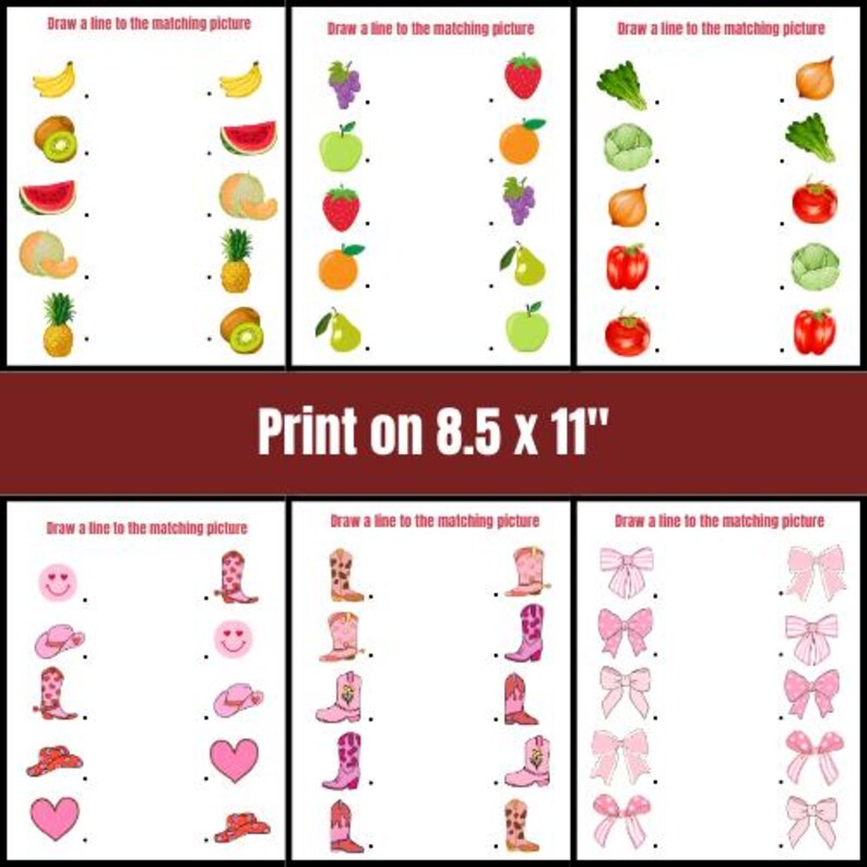 Printable Matching Worksheets, Match the Picture, Kindergarten ...