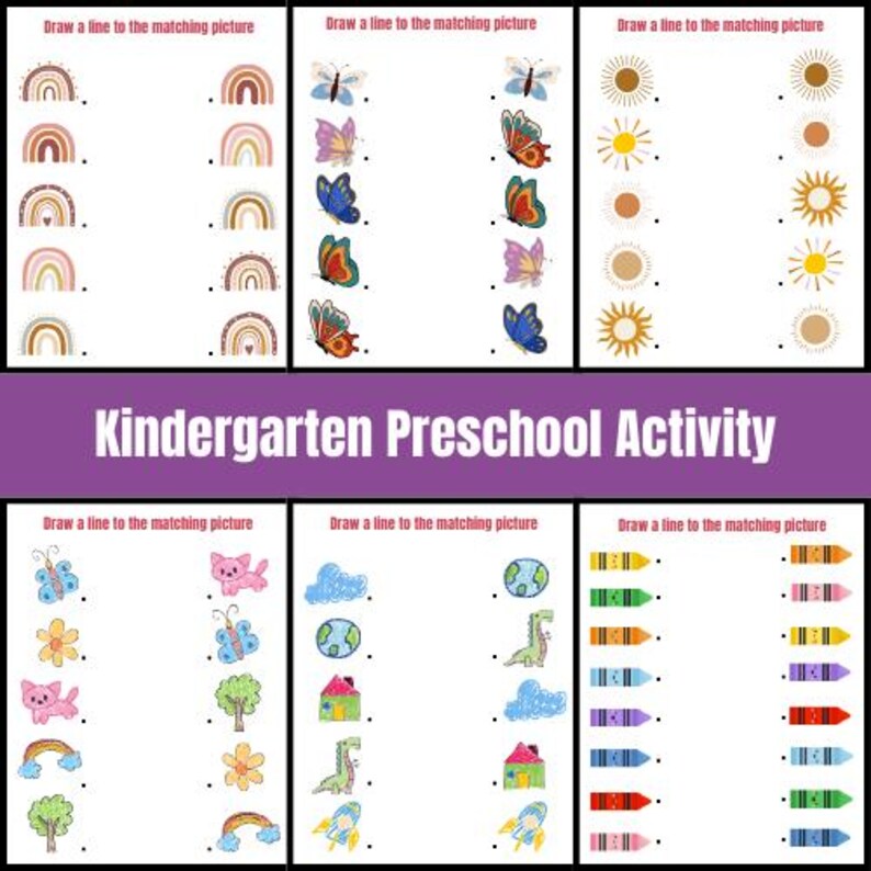 Printable Matching Worksheets, Match the Picture, Kindergarten ...