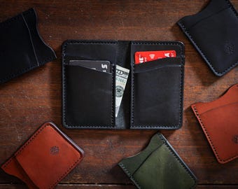 Black Leather Wallet, Handmade Authentic Leather Wallet for Men, Gift for Husband, Birthday Present for Him Mens Fashion Leather Wallet