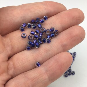 4g Christmas Mix of Blue Lined and Clear Seed Beads, Secondhand 4mm Blue & Clear Glass Seed Beads, Beads for Christmas Crafting