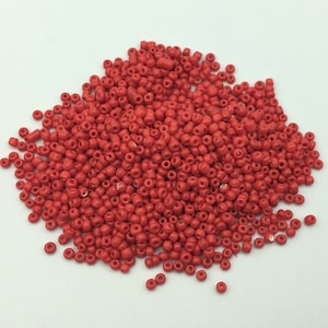 20g Vintage Red Glass Seed Beads, Bright Red Opaque Glass Seed Beads, 2mm Diameter, Red Vintage Seed Beads, Vintage Craft Supply