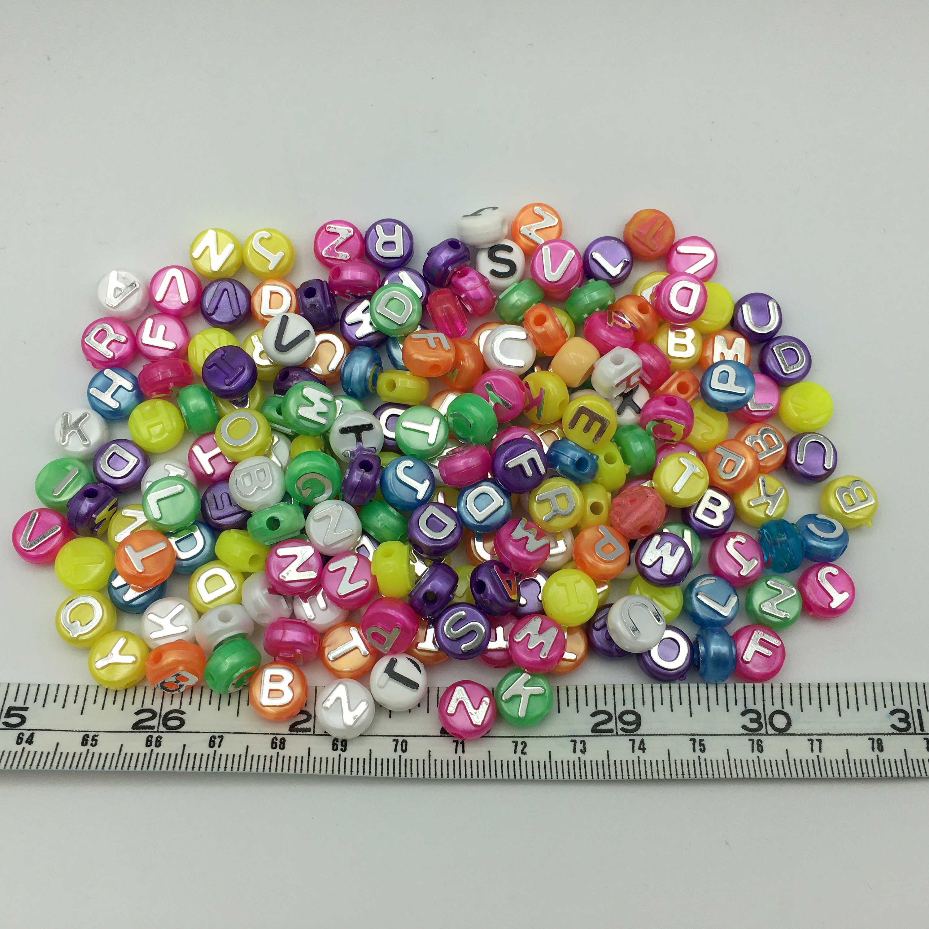 190 No Letter Beads, Multi Coloured Round Alphabet Beads With Letters, 9mm  Diameter Coin Letter Beads, Secondhand Beads for Crafting 