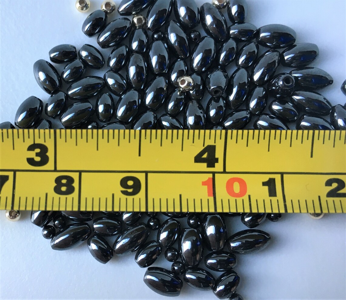 Vintage Black Glass Oval Beads Size Mix of 5mm7mm Length Etsy