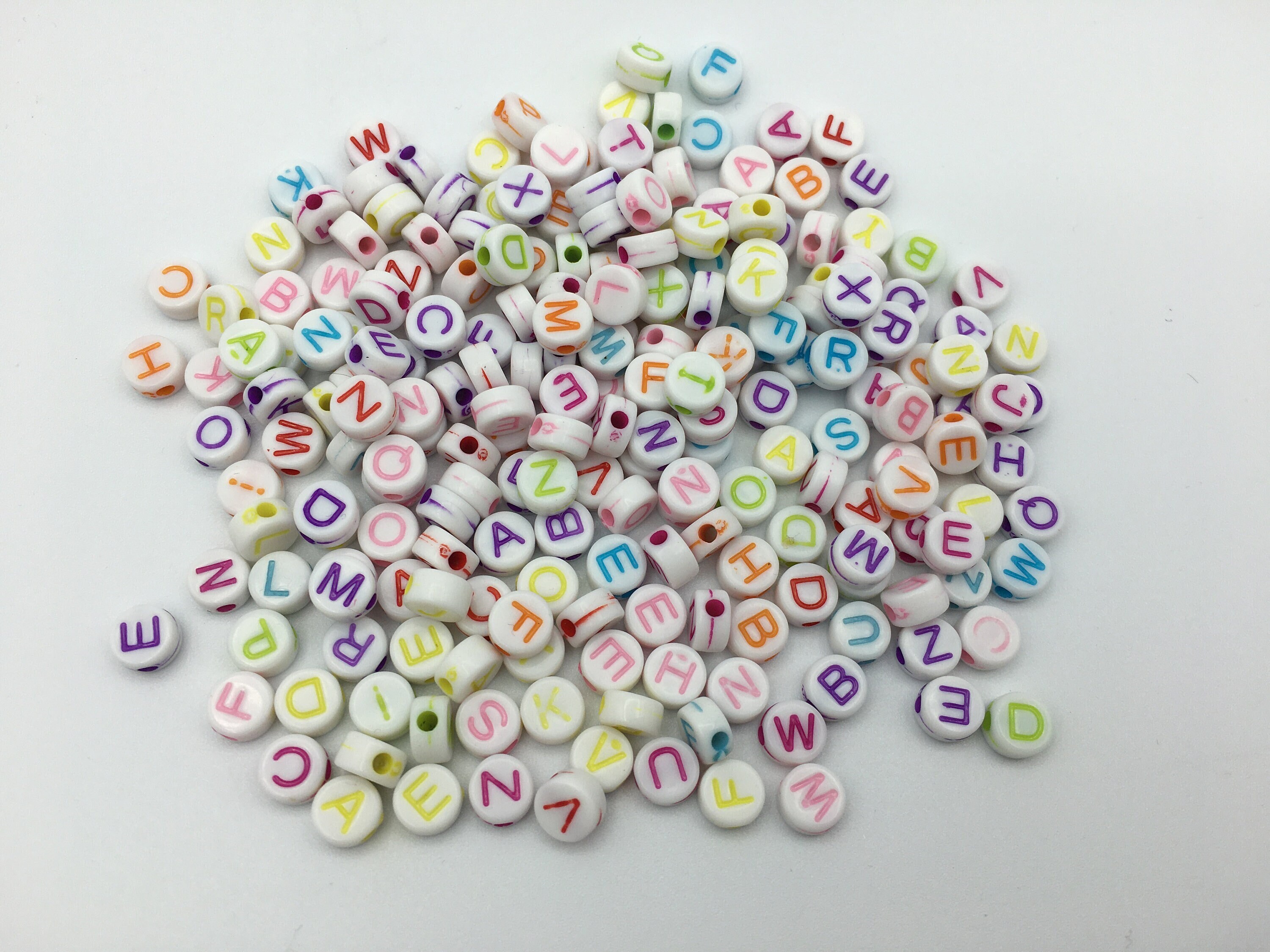 Coin Letter beads with a/b finish 200 pieces flat round alphabet beads -  Fleamarket Muse