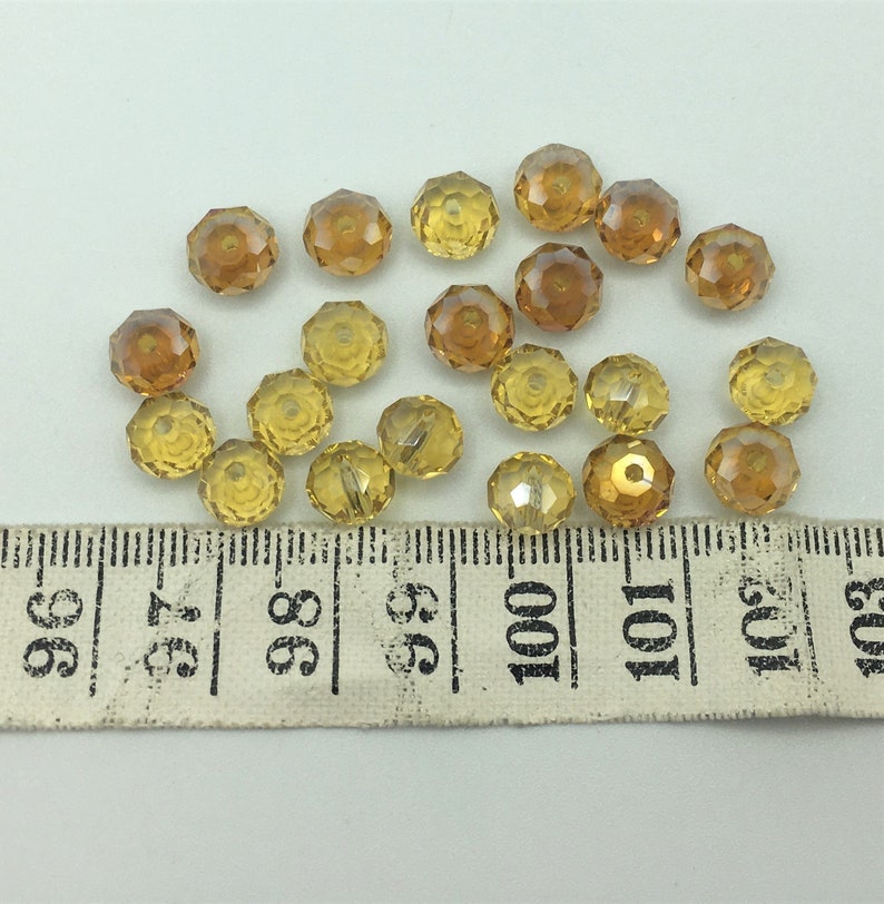 21 No Faceted Glass Rondelle Beads 8mm Diameter Vintage Yellow Faceted Rondelles Vintage Faceted Yellow /& Orange Glass Rondelle Beads