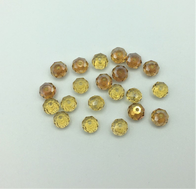 21 No Faceted Glass Rondelle Beads 8mm Diameter Vintage Yellow Faceted Rondelles Vintage Faceted Yellow /& Orange Glass Rondelle Beads