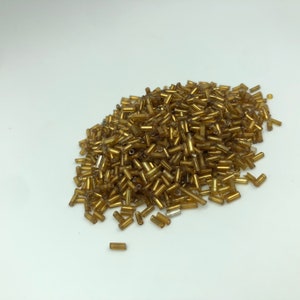 30g Gold Tone Metallic Glass Bugle Beads, c4mm 5mm Gold Tone Beads, Secondhand Bead for Crafting image 5